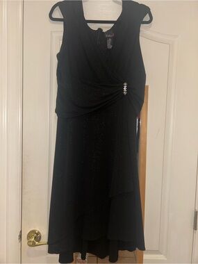 Scarlett Black Sleeveless Midi Dress with Rhinestone Accent